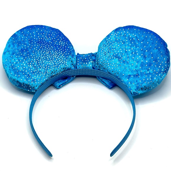 Handmade Blue Shiny Mickey Mouse Ears on Blue Headband - Picture 6 of 11